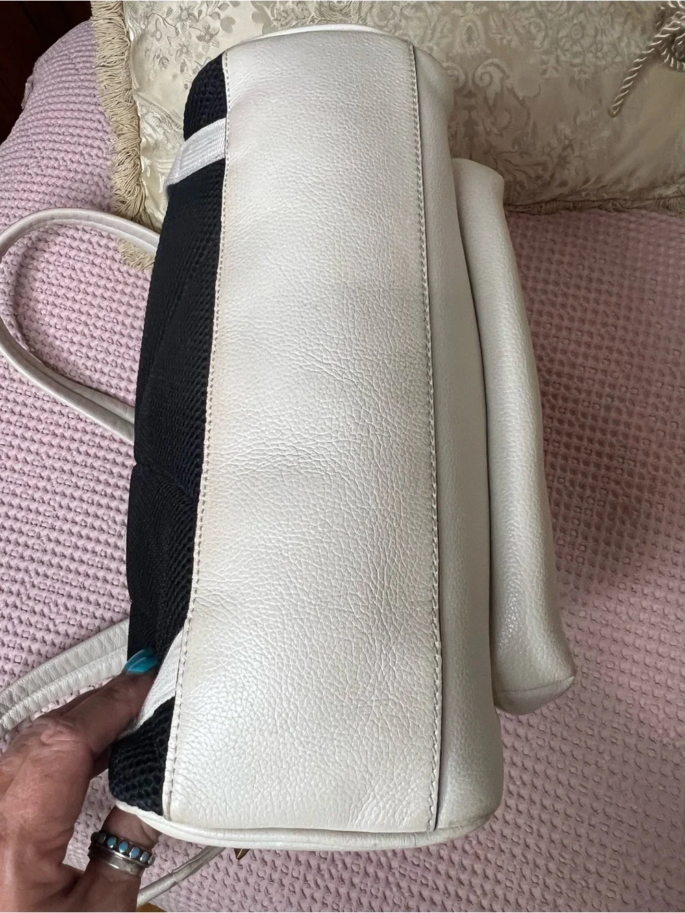 Gucci Print Large Ivory Leather Web Logo Backpack 547834